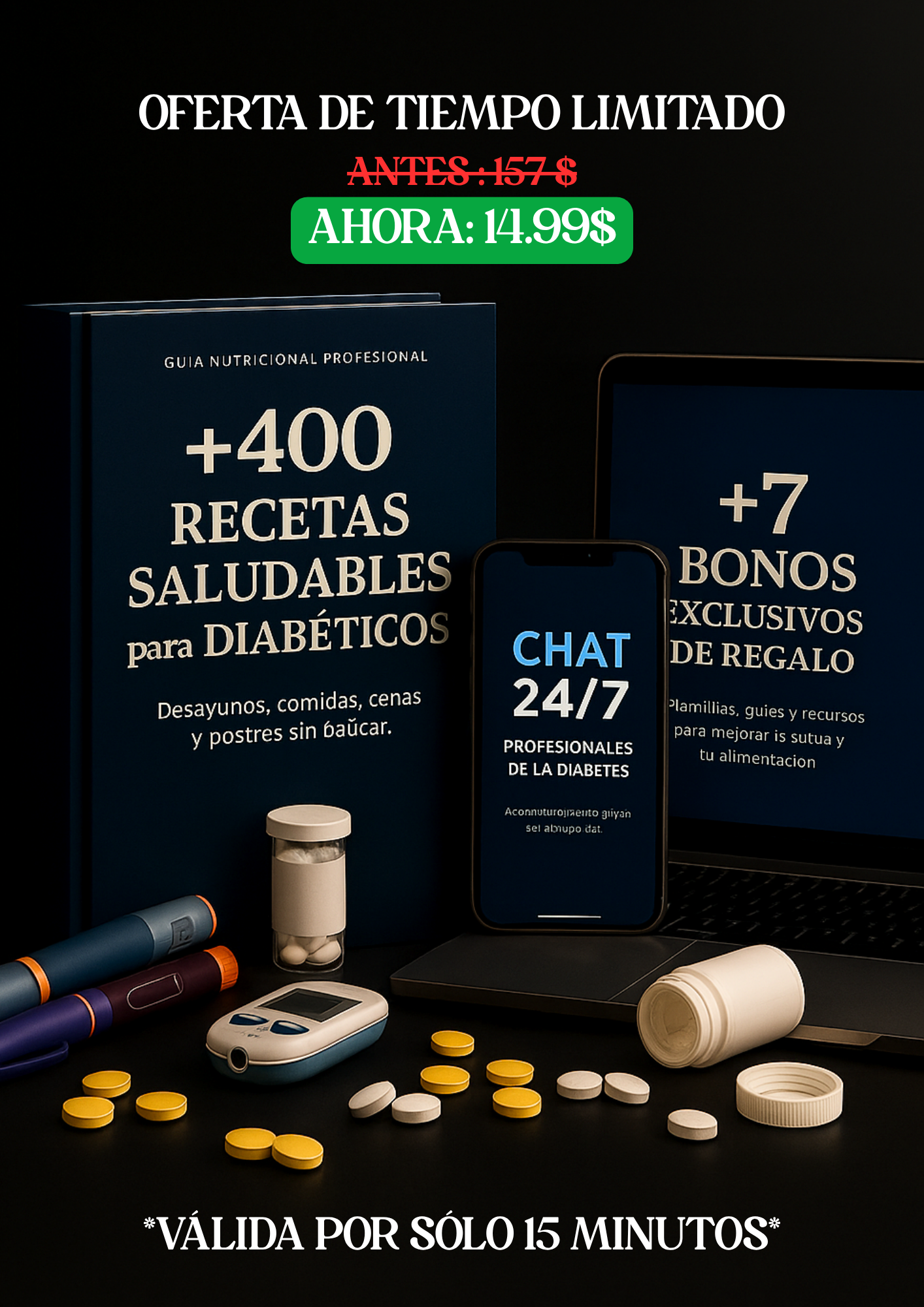 PROGRAMA DE RECETAS NUTRICIÓN Y DIABETES + CHAT PROFESIONAL 24/7 + 7 BONOS GRATIS
